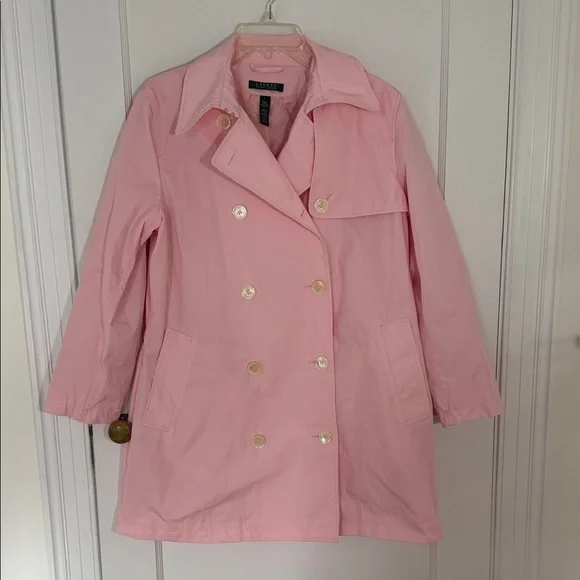 Like new! Ralph Lauren Double-breasted fully lined pink raincoat, size L - Picture 12 of 16